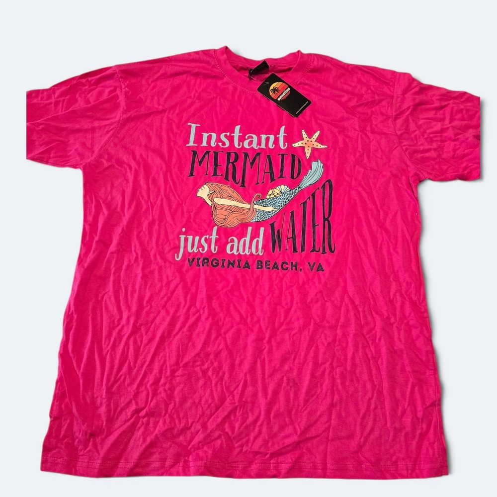 Sunsations Virginia Beach VA Instant Mermaid Graphic T-Shirt Hot Pink XL NWT